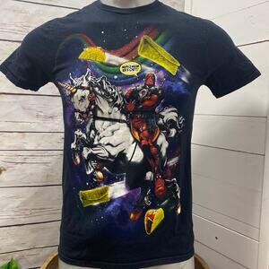 Marvel Deadpool Unicorn Taco Maximum Effort Dreaming of Burritos T-Shirt Rainbow